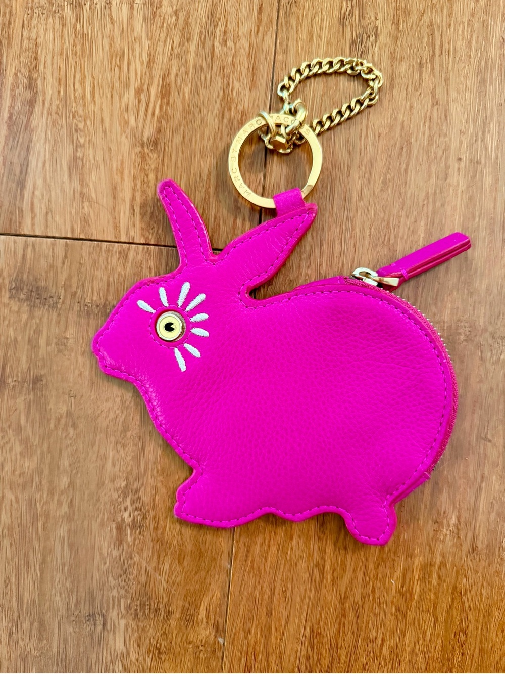 Marc Jacobs Leather Rabbit Coin Case and Keychain - Hot Pink